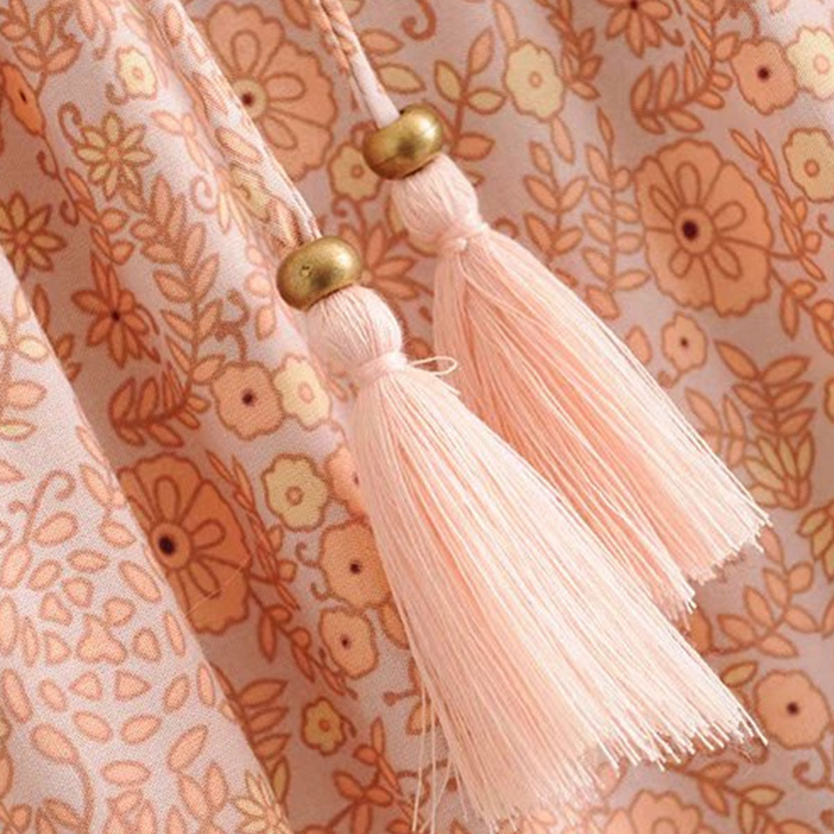 Coral Serenade Boho Floral Print Short Robe