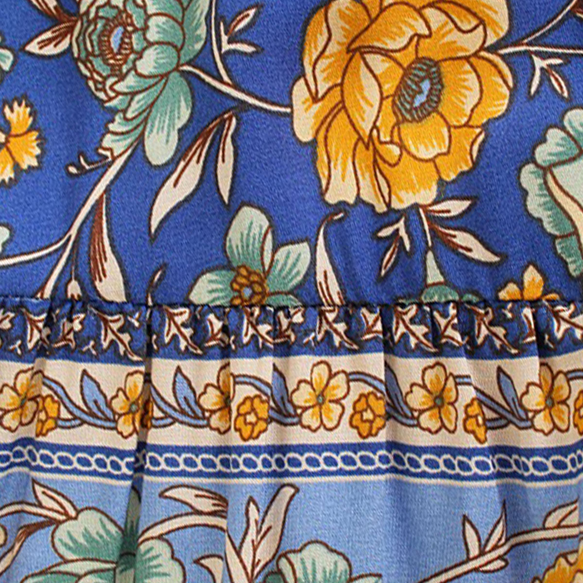 Blue Bliss Boho Floral Print Maxi Skirt
