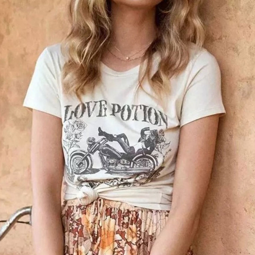 Love Potion Motorcycle Boho Chic Graphic Tshirt – Queen Boheme