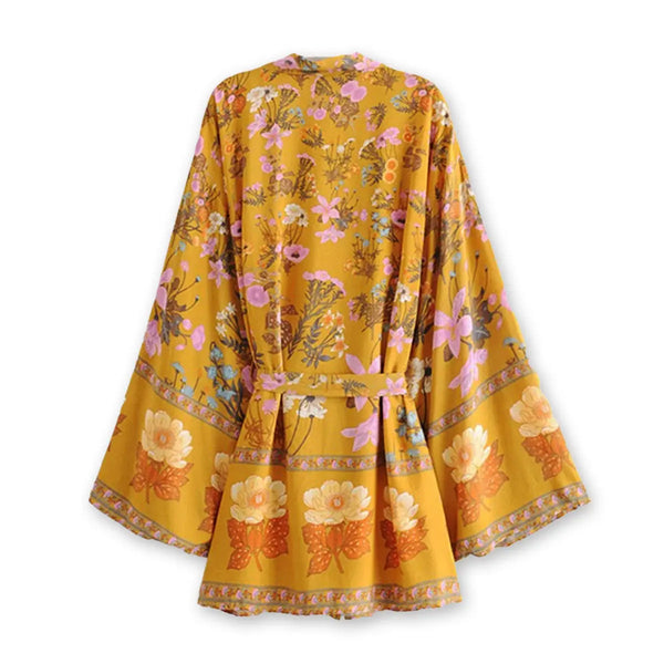 Golden Hour Boho Floral Print Short Robe