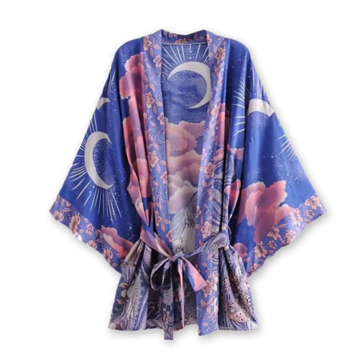 Moonstruck Indigo Goddess Boho Short Kimono Robe – Queen Boheme