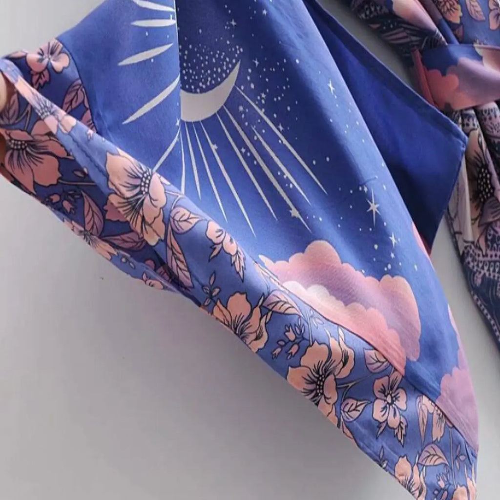 Moonstruck Indigo Goddess Boho Short Kimono Robe – Queen Boheme